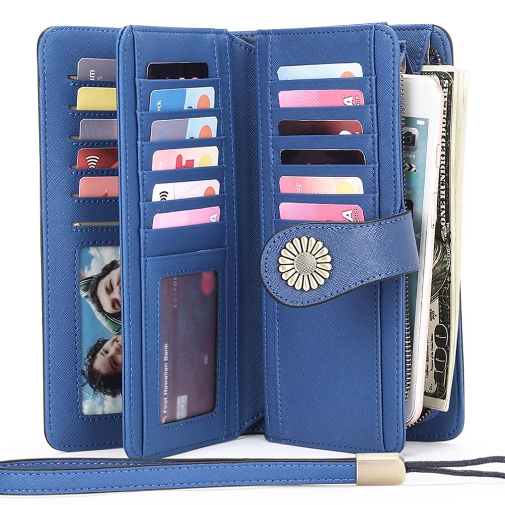 SENDEFN Women's Classic Card Wallet with Snap Fastener, Light blue - JNR Products