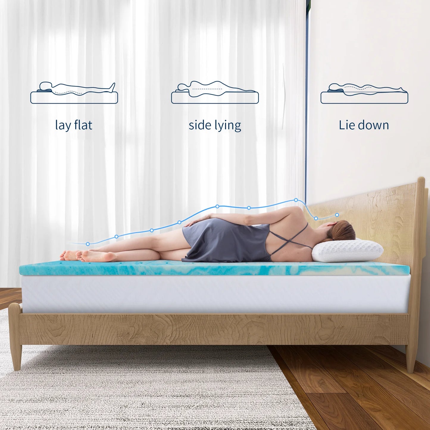 Hcore 1 PC Gel Memory Foam Mattress Topper,