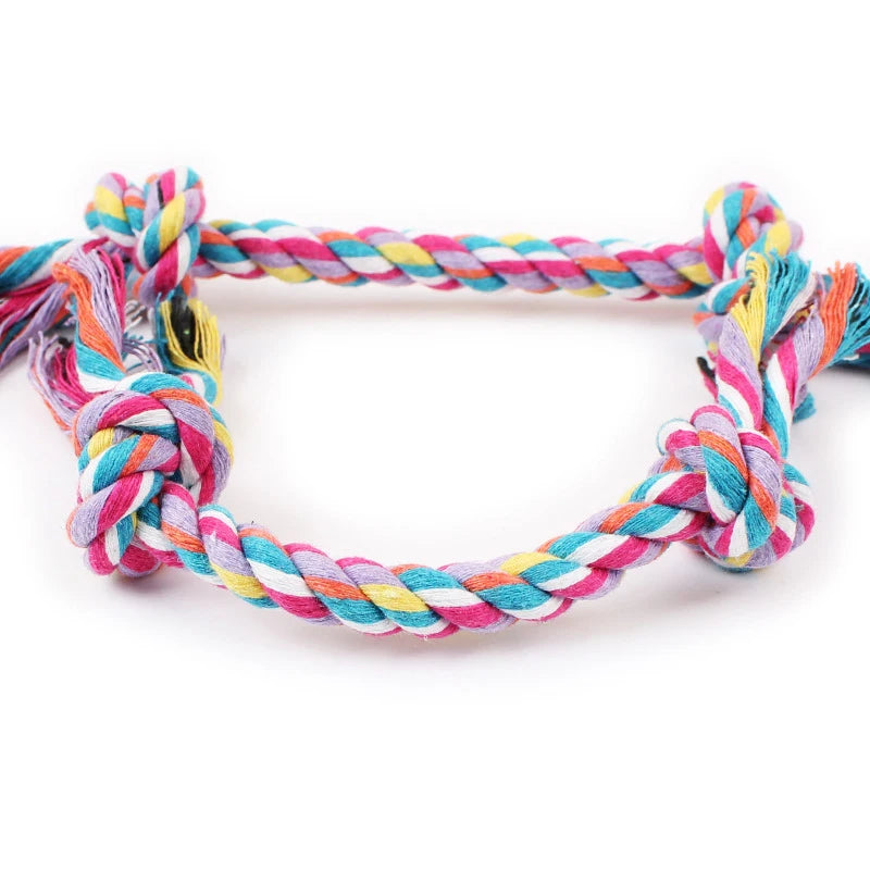 Random Color Pet Dog Toy Bite Rope Double Knot Cotton Rope Funny Cat Toy Bite