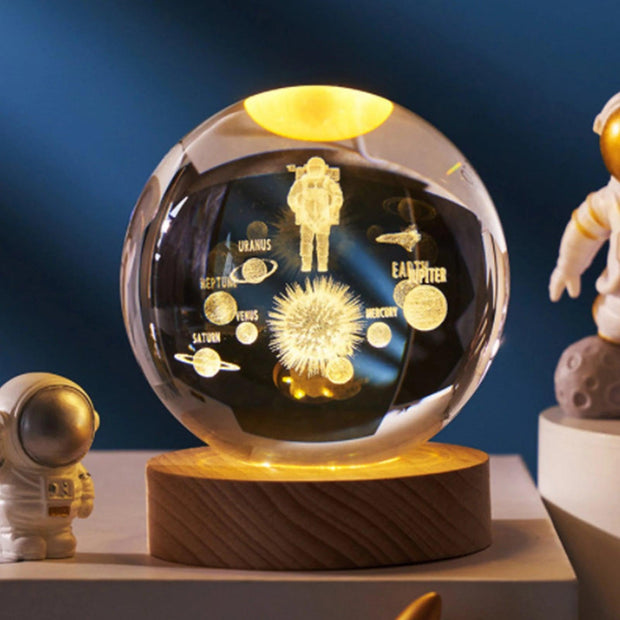 Crystal Ball Night Lights Glowing Planet Galaxy Astronaut 3D Moon Table Lamp - JNR Products