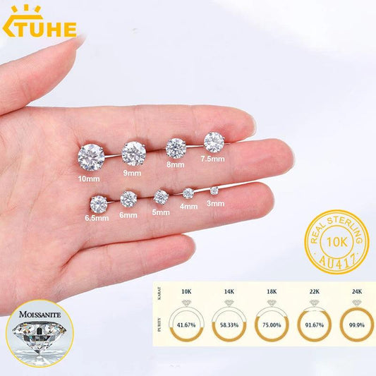 Diamond Stud 10k Earrings For Men Women Screw Back Earrings Fine Jewelry