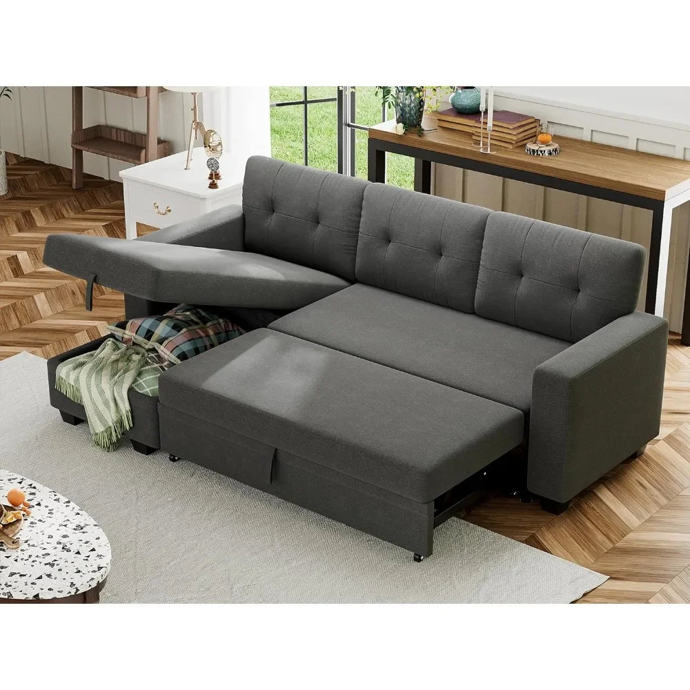 Sofa Bed Reversible Convertible Sleeper Pull Out Couches with Storage Chaise