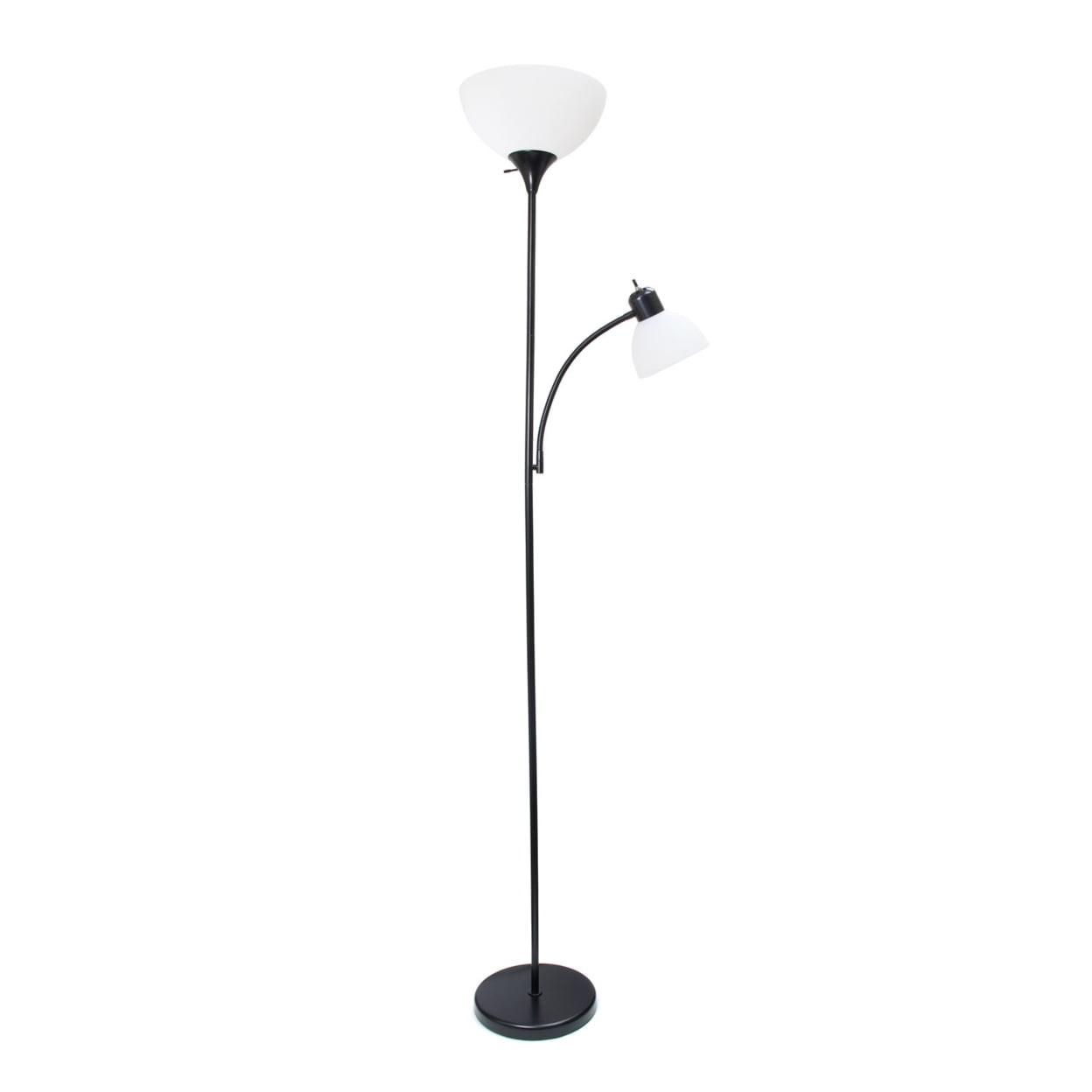 Simple Designs Metal Floor Lamp w/ Reading Light in Black - JNR Products