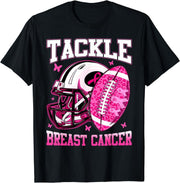 Tackle Breast Cancer Awareness Pink Ribbon Football T-Shirt - JNR Products