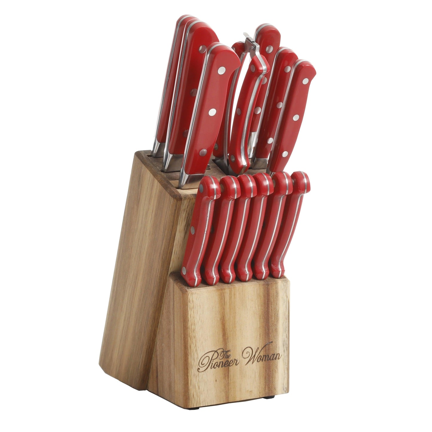 The Pioneer Woman Frontier Collection 14-Piece Cutlery Set with Wood Block, Rosewood - JNR Products