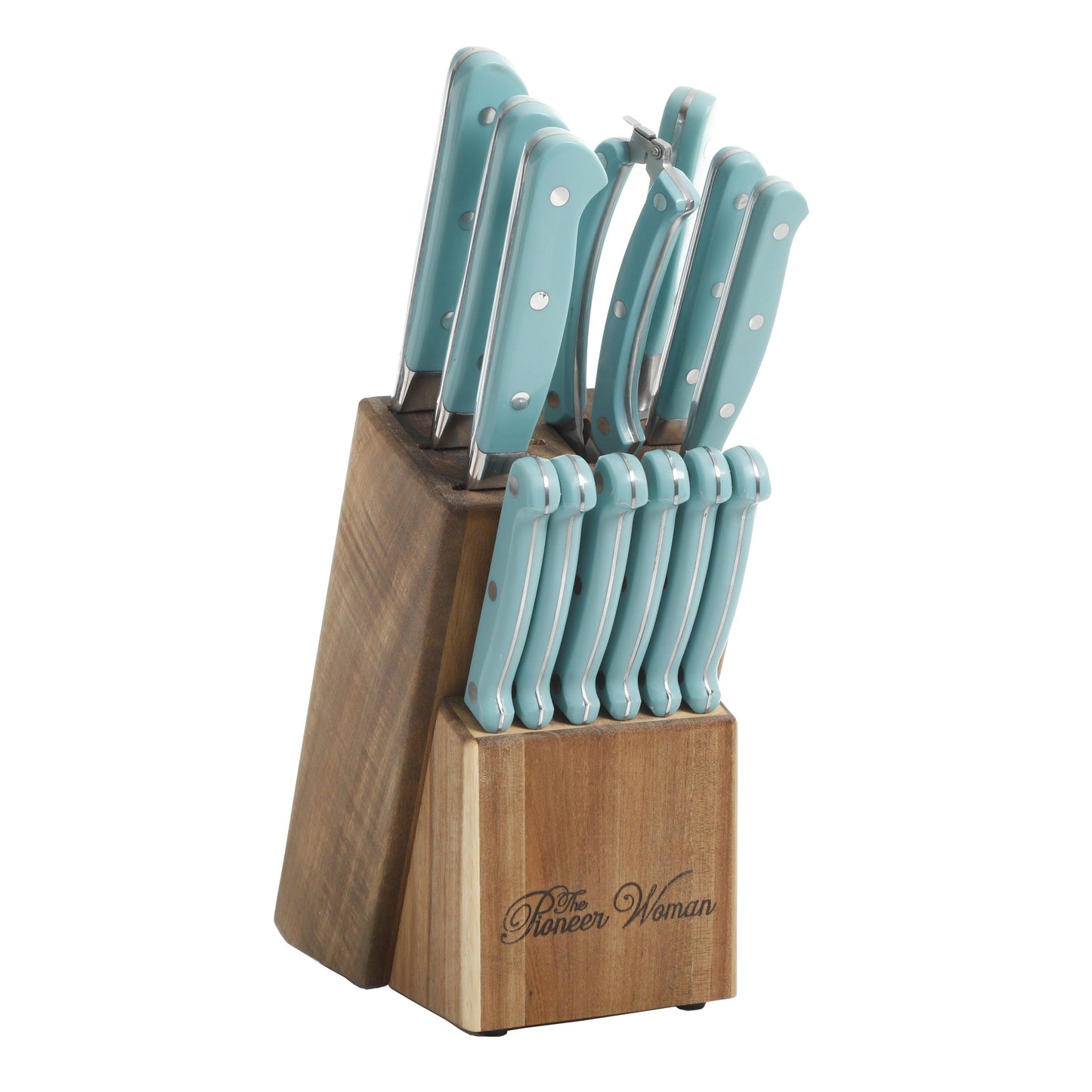 The Pioneer Woman Frontier Collection 14-Piece Cutlery Set with Wood Block, Rosewood - JNR Products