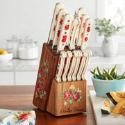 The Pioneer Woman Frontier Collection 14-Piece Cutlery Set with Wood Block, Rosewood - JNR Products