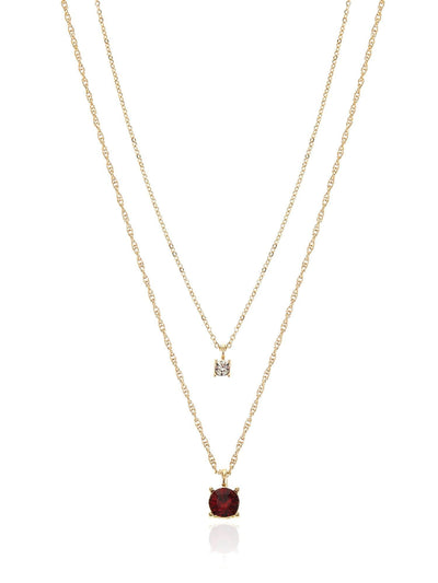 Time and Tru Goldtone Birthstone Necklace Set, January, Red, 2 Pieces - JNR Products