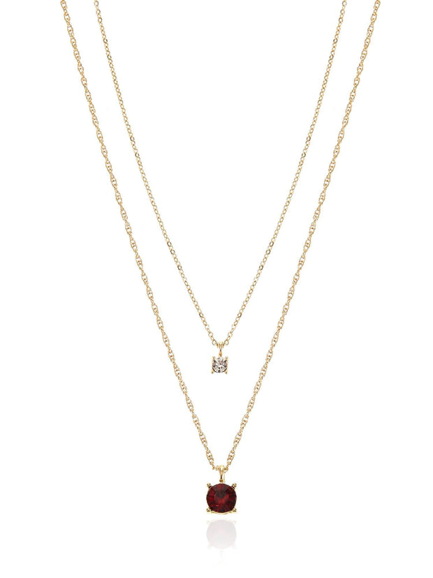 Time and Tru Goldtone Birthstone Necklace Set, January, Red, 2 Pieces - JNR Products