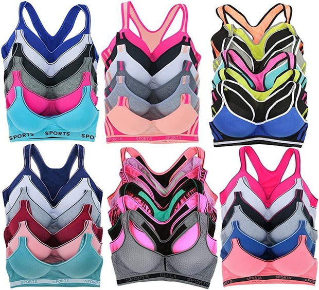 ToBeInStyle Women's Pack of 6 Random Assorted Print Sports Bras - Assorted Colors - Size 40B - JNR Products