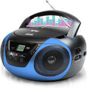 Tyler Portable Boom Box CD Player AM/FM Radio Combo, Dynamic Boombox CD Players for Home/Outdoor Portable Stereo with Speakers, Long Antenna for Best Reception Aux Input/3.5mm Headphone Jack, Blue - JNR Products