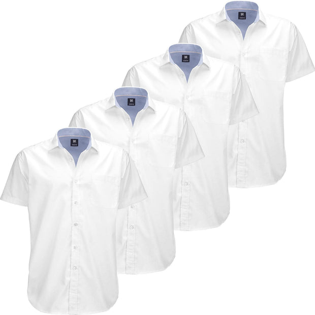 Visive Mens Big and Tall Oxford Shirt - 4 Pack Button Down Short Sleeve Dress Shirt - Versatile for Business & Casual Events - Comfort Fit - Breathable Material - Sizes small to 4XL For Big men - JNR Products