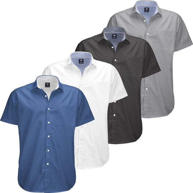 Visive Mens Big and Tall Oxford Shirt - 4 Pack Button Down Short Sleeve Dress Shirt - Versatile for Business & Casual Events - Comfort Fit - Breathable Material - Sizes small to 4XL For Big men - JNR Products