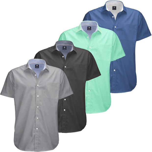 Visive Mens Big and Tall Oxford Shirt - 4 Pack Button Down Short Sleeve Dress Shirt - Versatile for Business & Casual Events - Comfort Fit - Breathable Material - Sizes small to 4XL For Big men - JNR Products