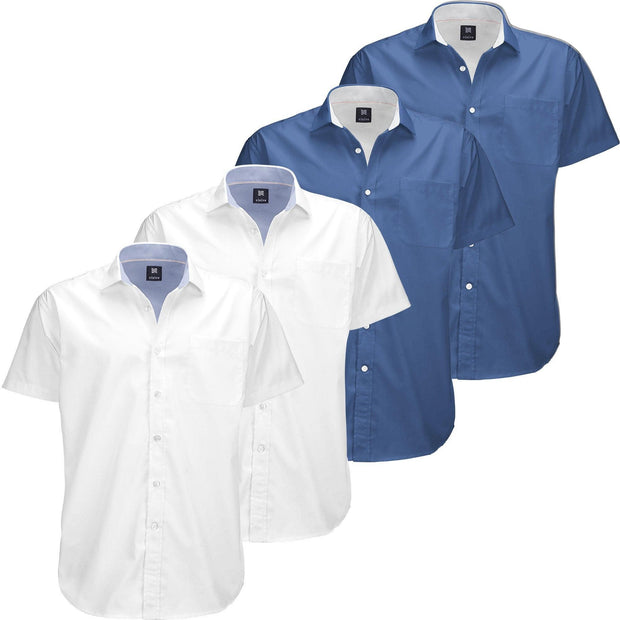 Visive Mens Big and Tall Oxford Shirt - 4 Pack Button Down Short Sleeve Dress Shirt - Versatile for Business & Casual Events - Comfort Fit - Breathable Material - Sizes small to 4XL For Big men - JNR Products