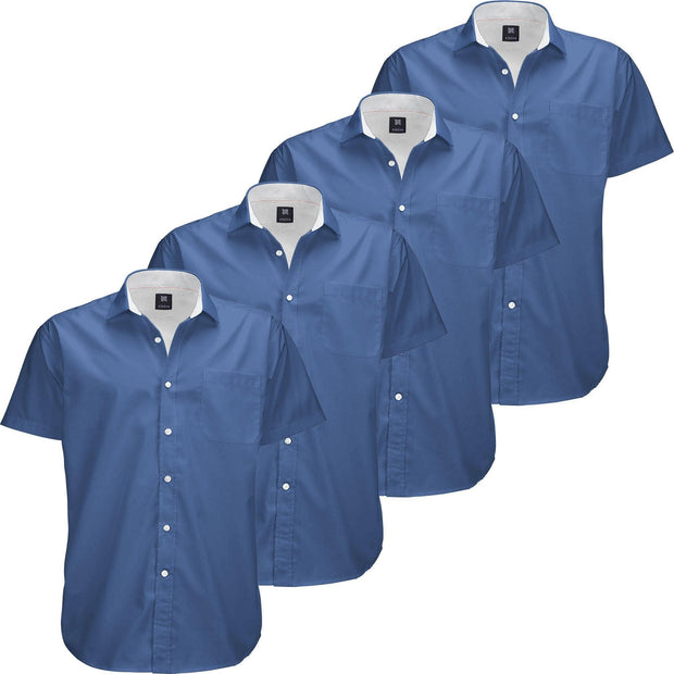 Visive Mens Big and Tall Oxford Shirt - 4 Pack Button Down Short Sleeve Dress Shirt - Versatile for Business & Casual Events - Comfort Fit - Breathable Material - Sizes small to 4XL For Big men - JNR Products