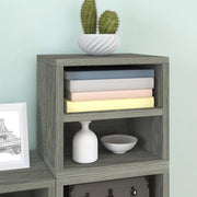 WAY BASICS Modular Cubby Organizer 2 Tier Shelf - Bookcase Storage Cube Unit, London Grey - JNR Products