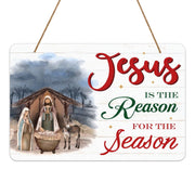 WaaHome Christmas Jesus Door Sign,Jesus is The Reason for The Season Decor Sign 8"x12" Nativity Scene Wreaths for Front Door Christian Gift - JNR Products