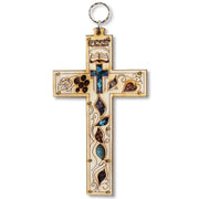 Wooden Christian Cross with Simulated Gemstones Wall Plaque Decor - Made in Israel - JNR Products