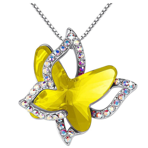 Xuemjiao Necklaces for Women Butterfly Crystal Necklace with Premium Birthstone Crystal Jewelry Gifts for Women Necklace (L,One Size) - JNR Products