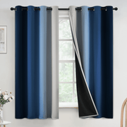 Yakamok Ombre 100% Blackout Curtains for Bedroom, Room Darkening Gradient Blue Curtains for Living Room Grommet Window Curtains 95 inches Long,2 Panels,52x95 inch - JNR Products