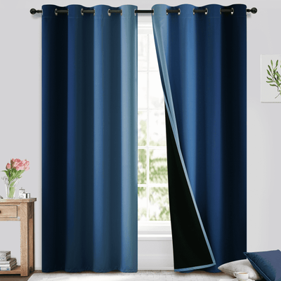 Yakamok Ombre 100% Blackout Curtains for Bedroom, Room Darkening Gradient Blue Curtains for Living Room Grommet Window Curtains 95 inches Long,2 Panels,52x95 inch - JNR Products