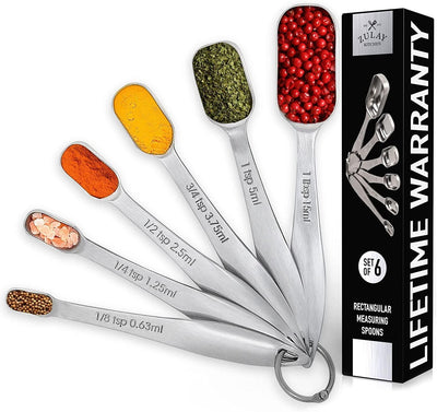 Zulay Kitchen Heavy Duty Stainless Steel Measuring Spoons Slim Design 6 Piece Measuring Spoons - JNR Products