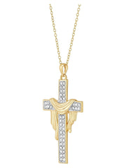 Brilliance Fine Jewelry Crystals Cross Pendant in Sterling Silver and 18K Gold Plate,18" - JNR Products