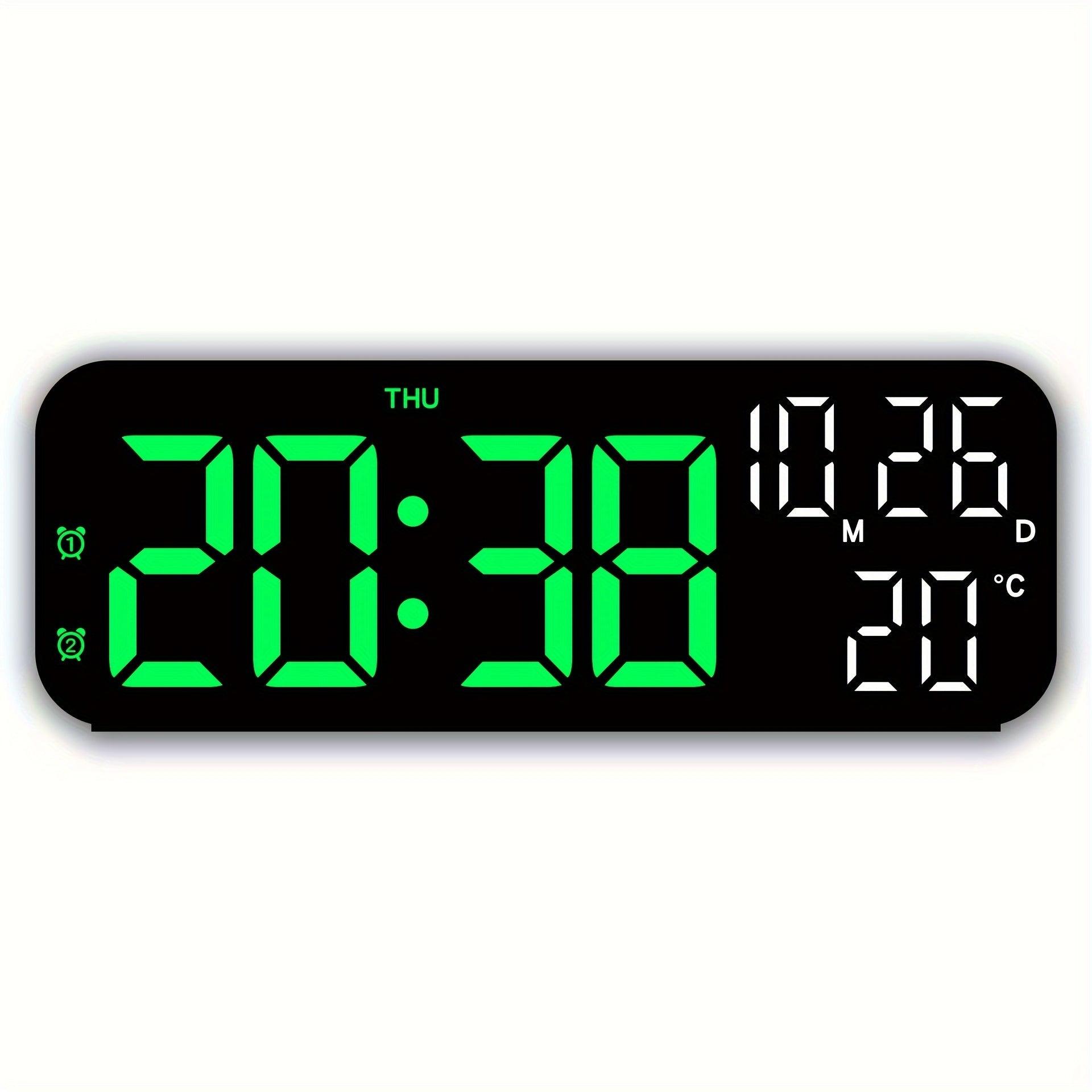 Luminous Large Screen LED Alarm Clock - Displays Week, Temperature, Humidity, and Timer - Perfect for Bedroom, Living Room, and Office Decoration with Modern Design - JNR Products