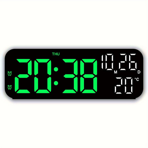 Luminous Large Screen LED Alarm Clock - Displays Week, Temperature, Humidity, and Timer - Perfect for Bedroom, Living Room, and Office Decoration with Modern Design - JNR Products