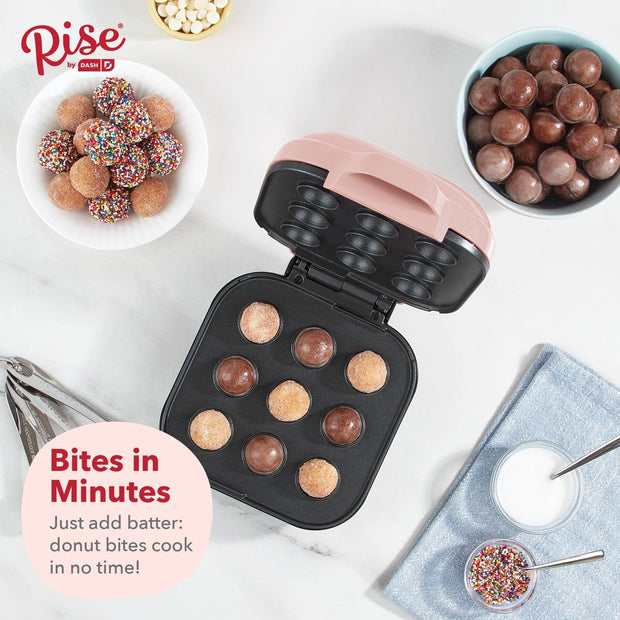 Rise by Dash Donut Bite Maker, Pink - Makes 9 Donut Bites - 4 in x 9.1 in - 2.6 lbs. - JNR Products