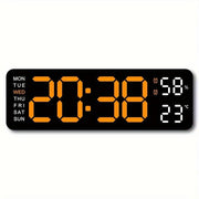 1pc Modern Multi-Functional Silent Living Room Clock - Large Screen LED Display, Rectangular Shape, Week, Temperature, Humidity, Alarm Function, Stand or Hang Option - JNR Products