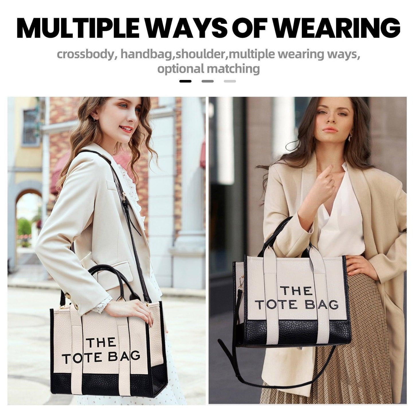 GYUEE Tote Bags,Leather White Leisure Bags with Zipper,Medium Shopping School Handbags for Women - JNR Products