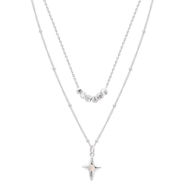 Opal Cross Double-layer Necklace Female Niche - JNR Products