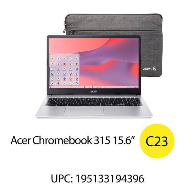 Acer Chromebook 315 15.6 inch Laptop Intel Processor N4500 4GB RAM 64GB eMMC Pure Silver - JNR Products