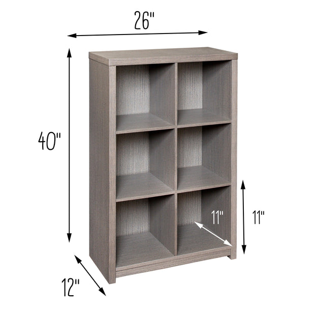 Honey-Can-Do Laminate 6-Cubby Cube Storage Shelves, Gray, Holds up to 15 lb per Shelf - JNR Products