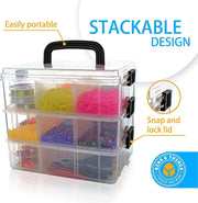 Bins & Things Stackable Craft Storage Container with 18 Adjustable Compartments - Clear Plastic Small Organizer Box for Beads, Art Supplies, Sewing & Lego - Craft Organizers and Storage Bins - JNR Products