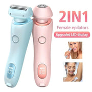 2 In 1 Hair Removal Epilator USB Rechargeable Trimmer Women Body Razor Face Leg Armpit Bikini Hand Pubic Shaver Hair Remover - JNR Products