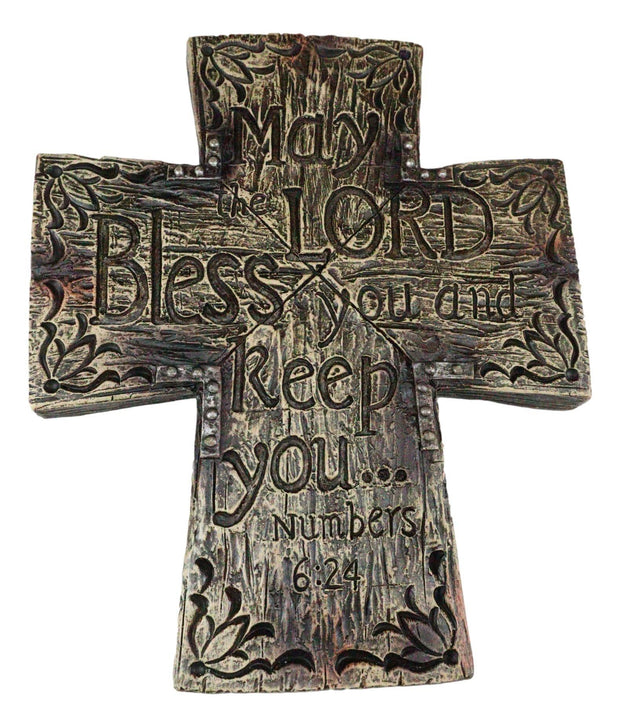 Rustic Bible Verse Numbers 6:24 May The Lord Bless You And Keep You Wall Cross - JNR Products