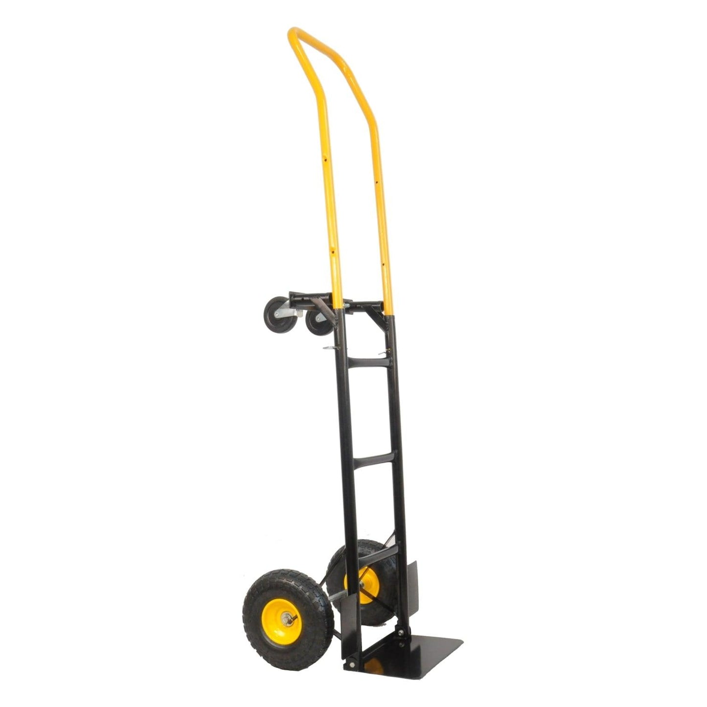 Black and Yellow Heavy Duty HT1006BK-YL Hand Truck Dual Purpose 2 Wheel Dolly Cart with 4 Wheel Push Cart Swivel Wheels and 330 Lbs Capacity - Ideal for Moving Warehouse Garden and G - JNR Products