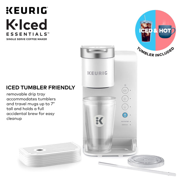 Keurig K-Iced Essentials Iced and Hot Single-Serve K-Cup Pod Coffee Maker, White - JNR Products