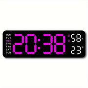 1pc Modern Multi-Functional Silent Living Room Clock - Large Screen LED Display, Rectangular Shape, Week, Temperature, Humidity, Alarm Function, Stand or Hang Option - JNR Products