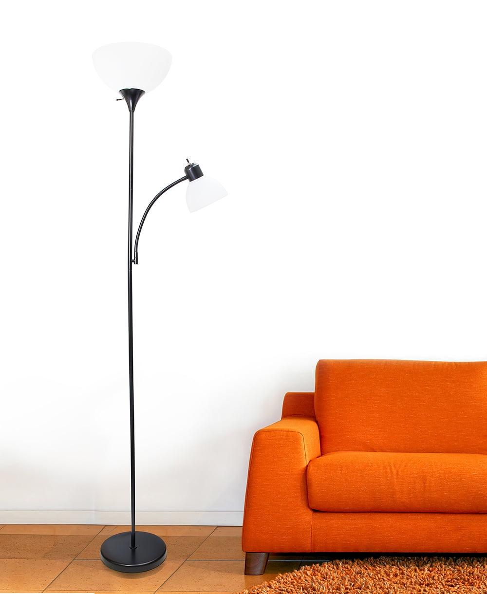 Simple Designs Metal Floor Lamp w/ Reading Light in Black - JNR Products