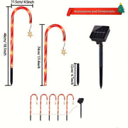 Solar-Powered Candy Cane Christmas Lights, 18in Outdoor Decorative String with 8 Modes - Perfect for Lawn, Yard, Garden & Xmas Tree, Christmas Decor - JNR Products