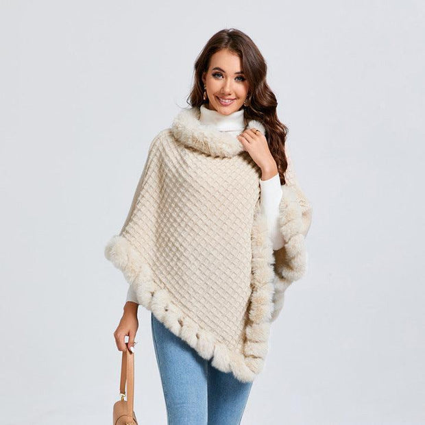 Rex Rabbit Fur Collar Shawl Cape Luxury Fur Cape Wraps Shawl Autumn Winter Fashion Graceful Cloak Outerwear Women Party Wedding Dress - JNR Products