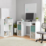 4-Cube Storage Desk, White Grain - JNR Products