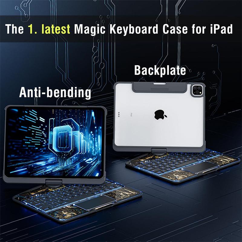 360 Swivel Keyboard Clear Case For IPad Smart Trackpad Bluetooth Keyboard Case Cover With Pen Slot - JNR Products