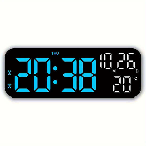 Luminous Large Screen LED Alarm Clock - Displays Week, Temperature, Humidity, and Timer - Perfect for Bedroom, Living Room, and Office Decoration with Modern Design - JNR Products