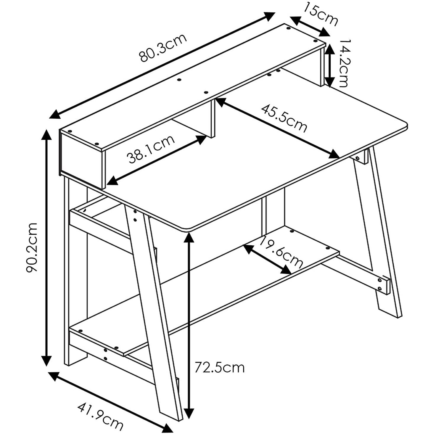 Furinno Engineered Wood Simplistic A Frame Computer Desk in Dark Walnut - JNR Products