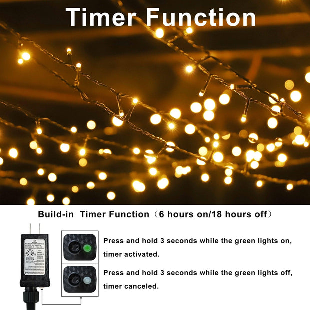 LED Christmas String Lights, 141FT 400 LEDs, Timer Function, Warm White, for Halloween Xmas Tree Home Patry Garden - JNR Products